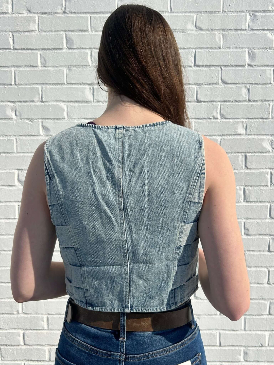 EE: Some Denim Checker Print Vest - Cowgirl Charm