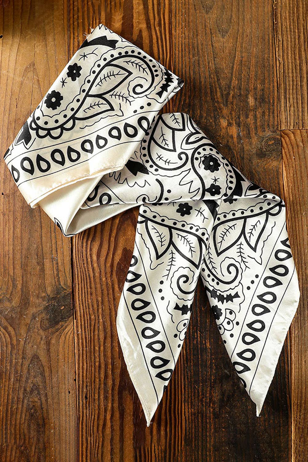 Vintage Fashion Satin Paisley Flower Prints Square Scarf