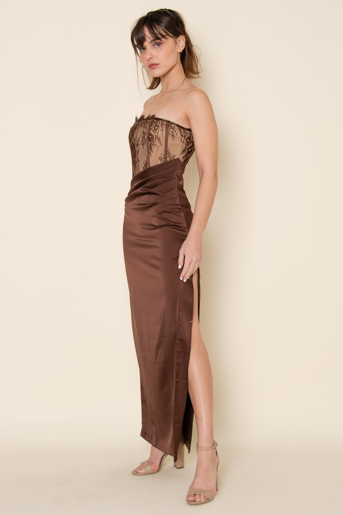 Lace Bodce Strapless Max Dress