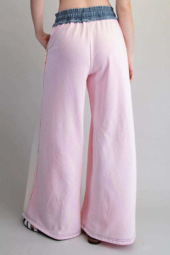 ee:some Color Block Denim Drawstring Pants - Cowgirl Charm