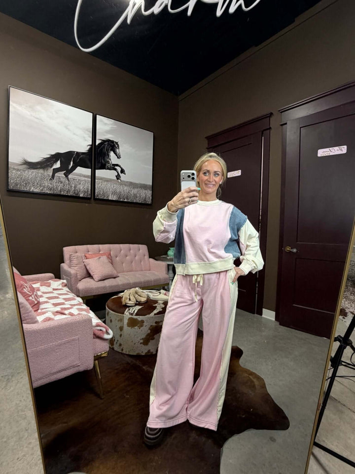 ee:some Color Block Denim Drawstring Pants - Cowgirl Charm