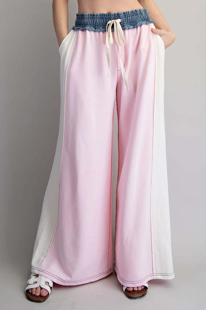 ee:some Color Block Denim Drawstring Pants - Cowgirl Charm