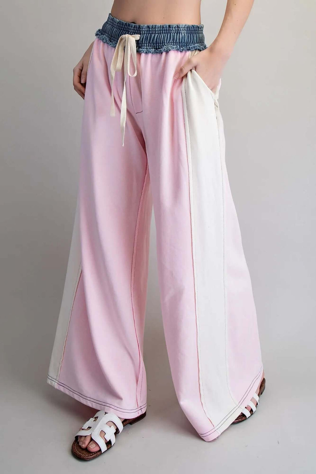 ee:some Color Block Denim Drawstring Pants - Cowgirl Charm