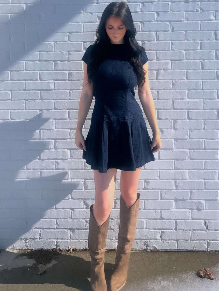 ee:some Denim Open Back Ribbon Mini Dress - Cowgirl Charm