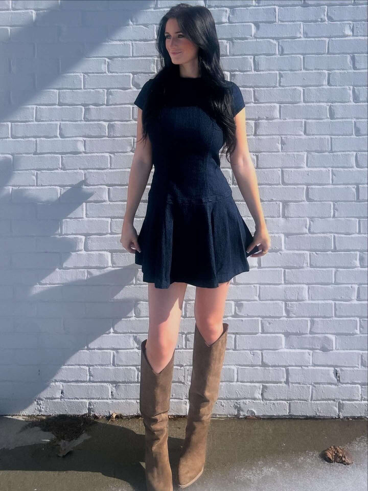 ee:some Denim Open Back Ribbon Mini Dress - Cowgirl Charm