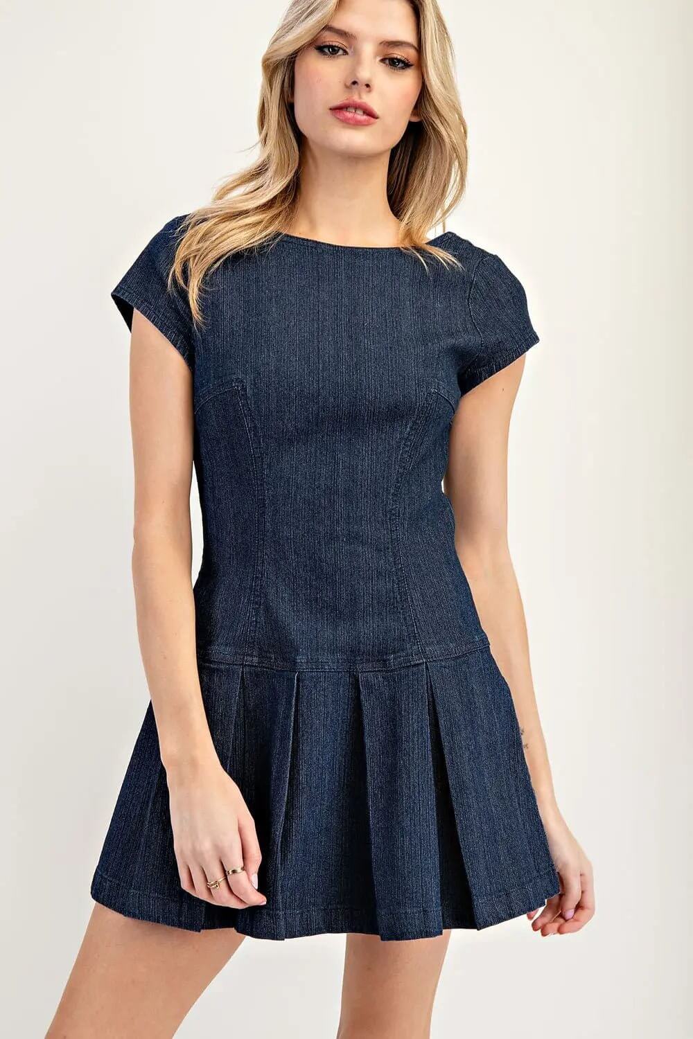 ee:some Denim Open Back Ribbon Mini Dress - Cowgirl Charm