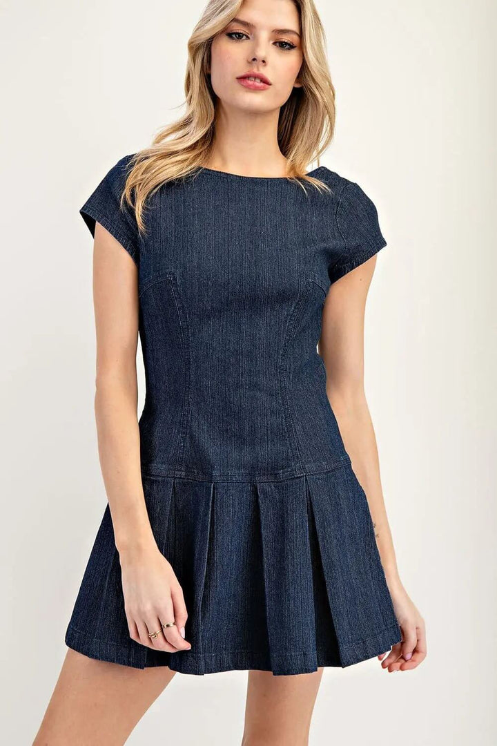ee:some Denim Open Back Ribbon Mini Dress - Cowgirl Charm