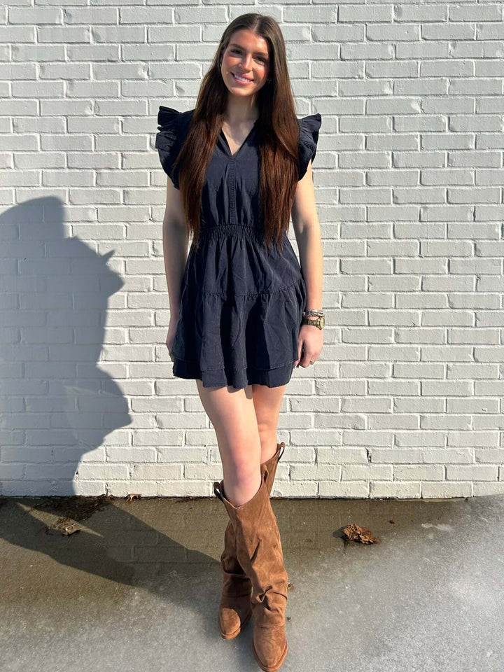 ee:some Mineral Washed Smocked Waist Mini Dress - Cowgirl Charm