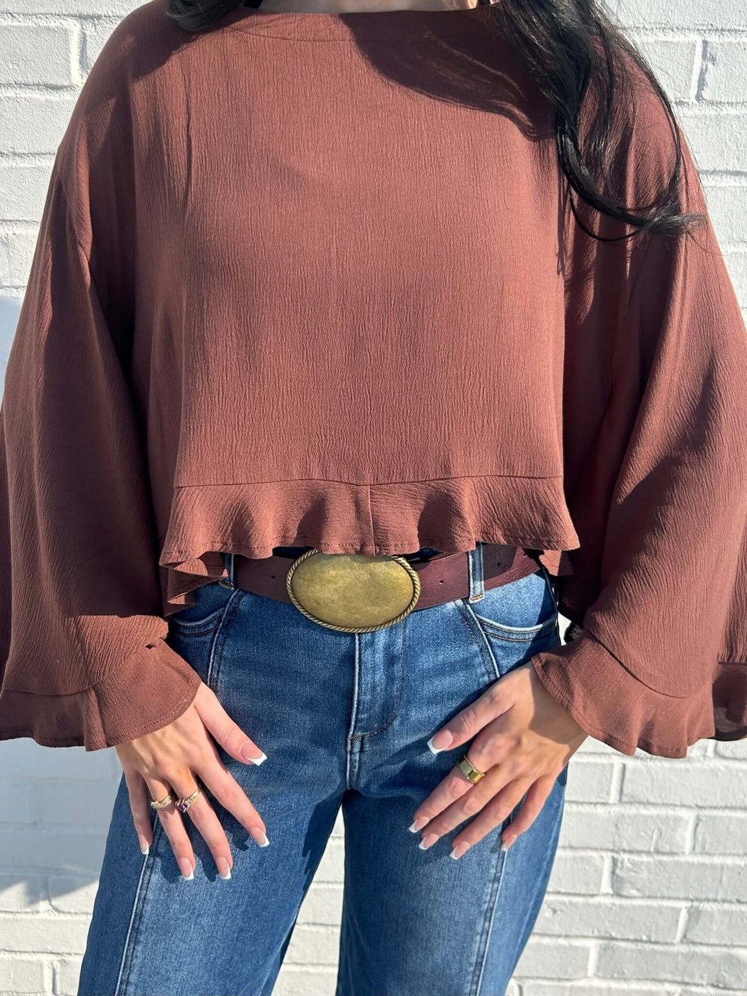 ee:some ruffled long sleeve top - Cowgirl Charm