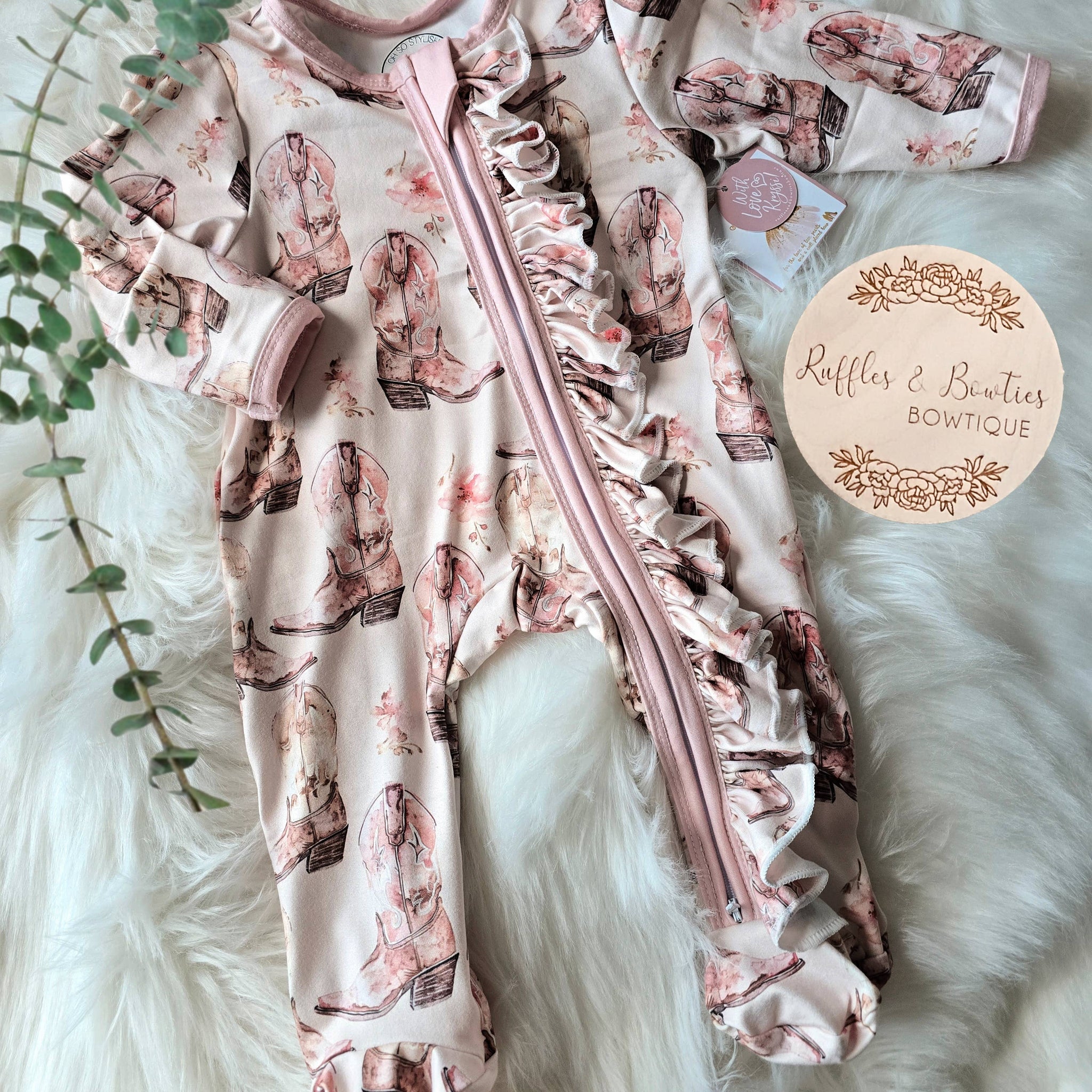 Baby Girls Sleepers Jumpsuit - Cowboy Boots