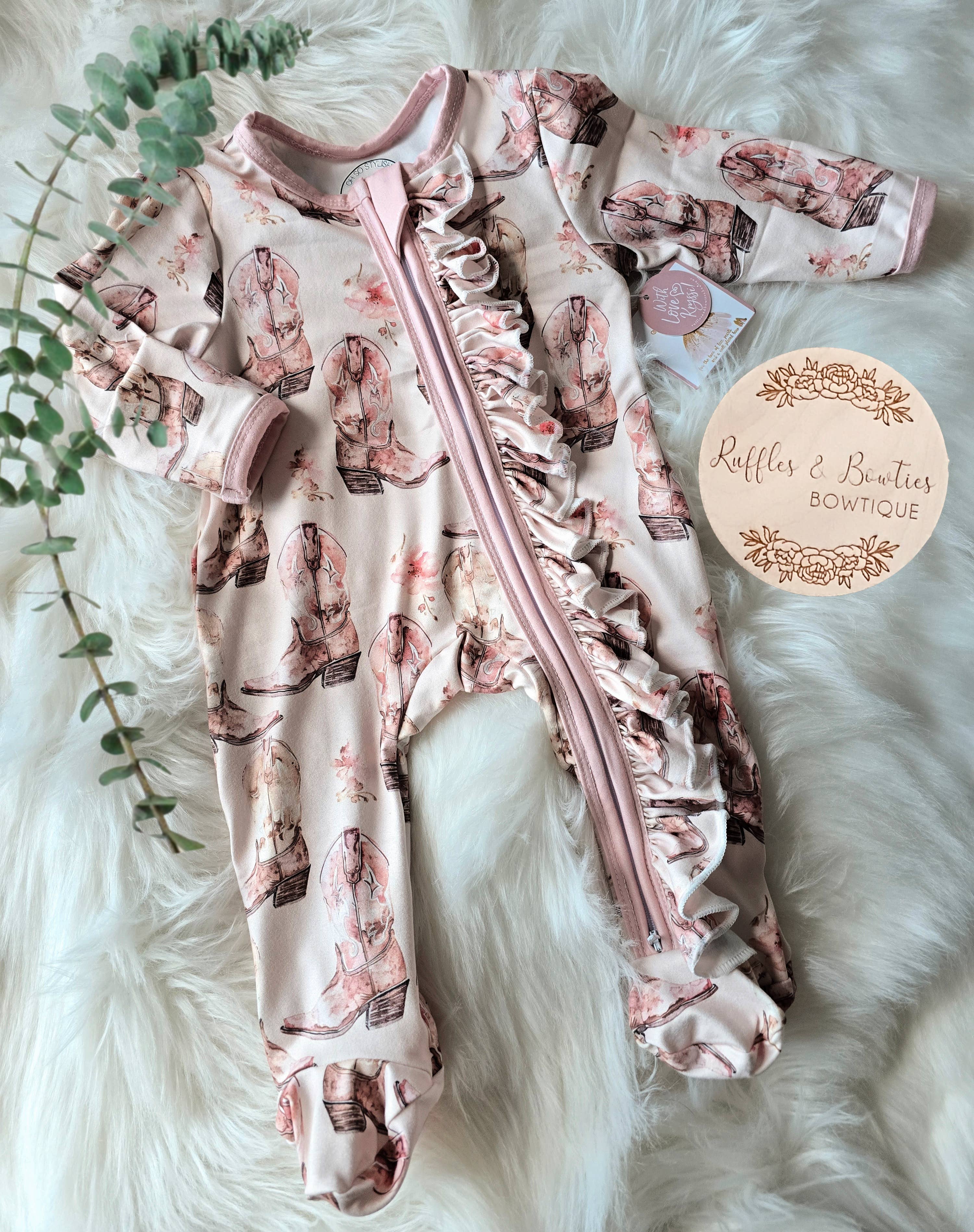 Baby Girls Sleepers Jumpsuit - Cowboy Boots