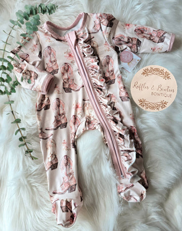 Baby Girls Sleepers Jumpsuit - Cowboy Boots