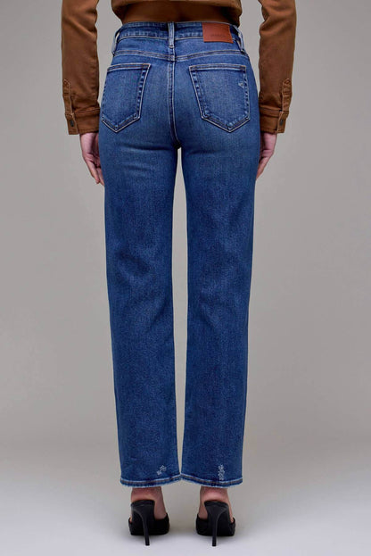 Hidden Jeans Ella Clean Stretch High Rise Classic Straight jeans, front view showing high waist and straight leg fit.