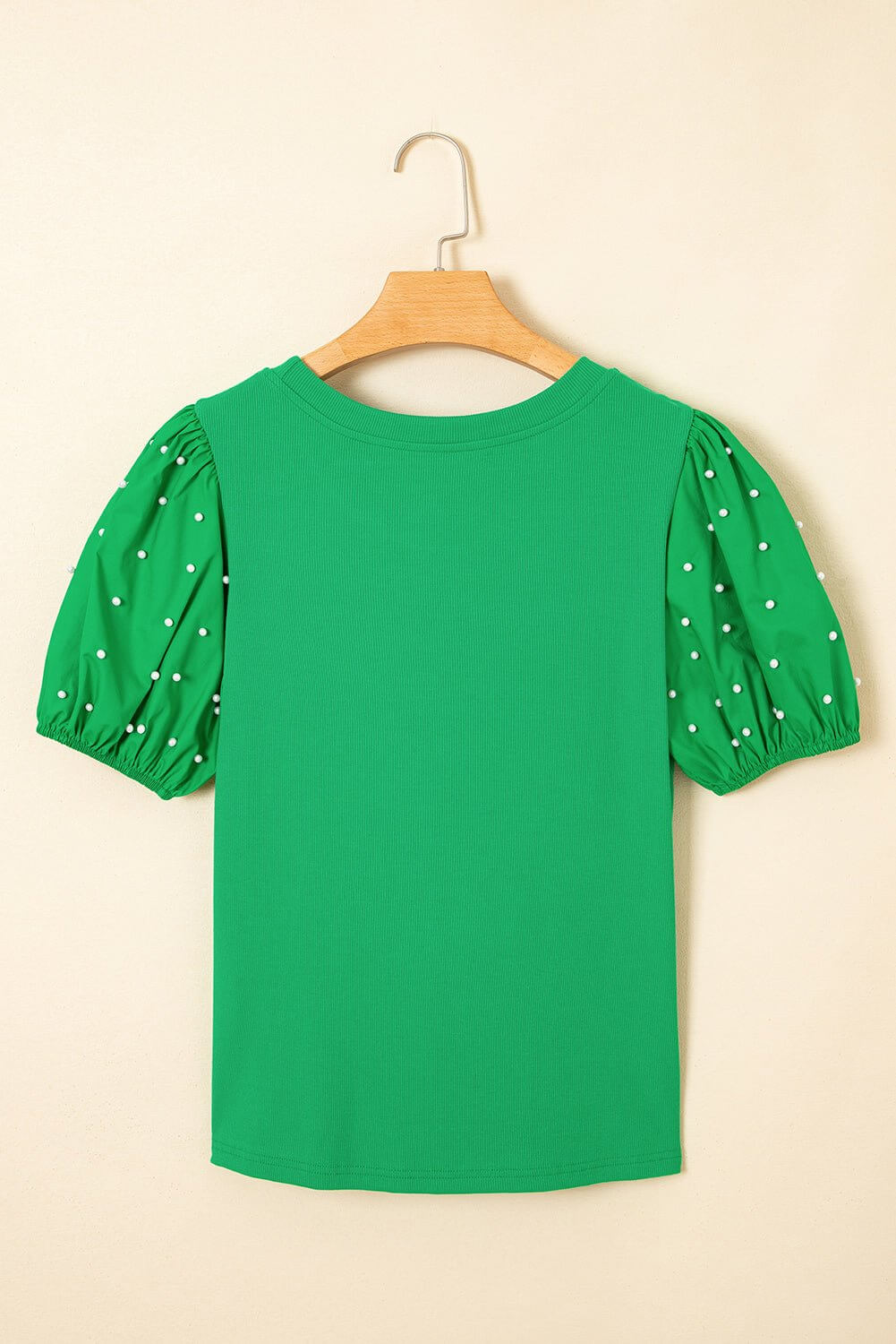 Emerald Pearl Puff Sleeve Top – Western Boutique Statement Blouse | Cowgirl Charm - Cowgirl Charm