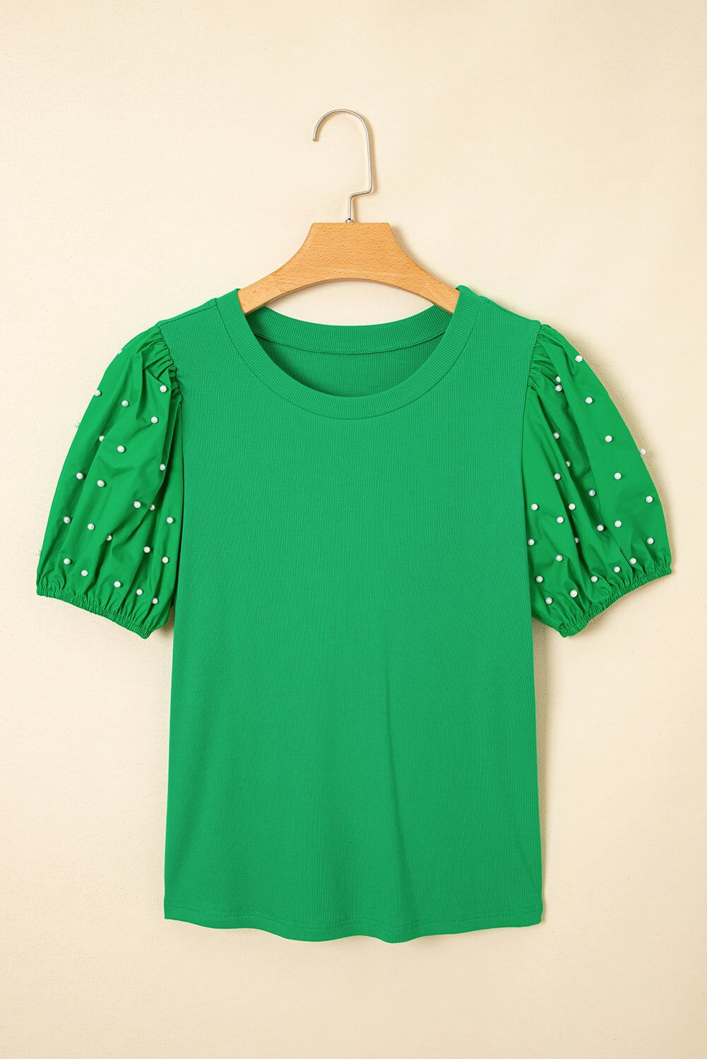 Emerald Pearl Puff Sleeve Top – Western Boutique Statement Blouse | Cowgirl Charm - Cowgirl Charm