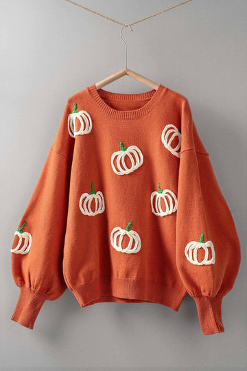 Pumpkin Patch Balloon Sleeve Sweater