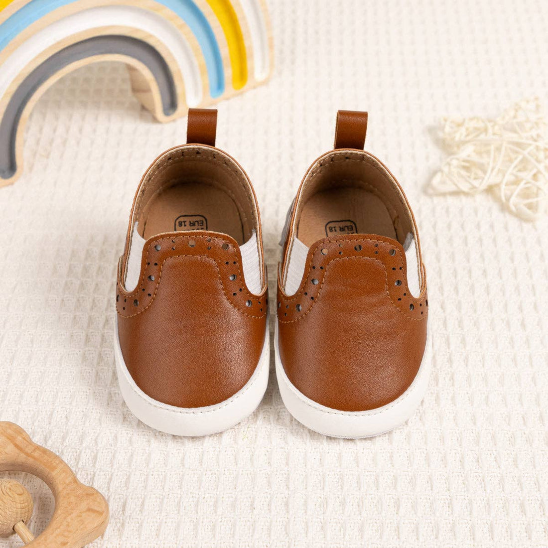 Brown Pleather slide of baby shoes