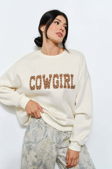 Brie Rhinestone Cowgirl Sweatshirt – Western Statement Top