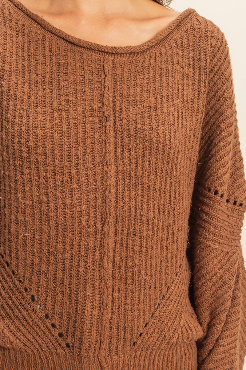 Ribbed Drop Sleeve Sweater