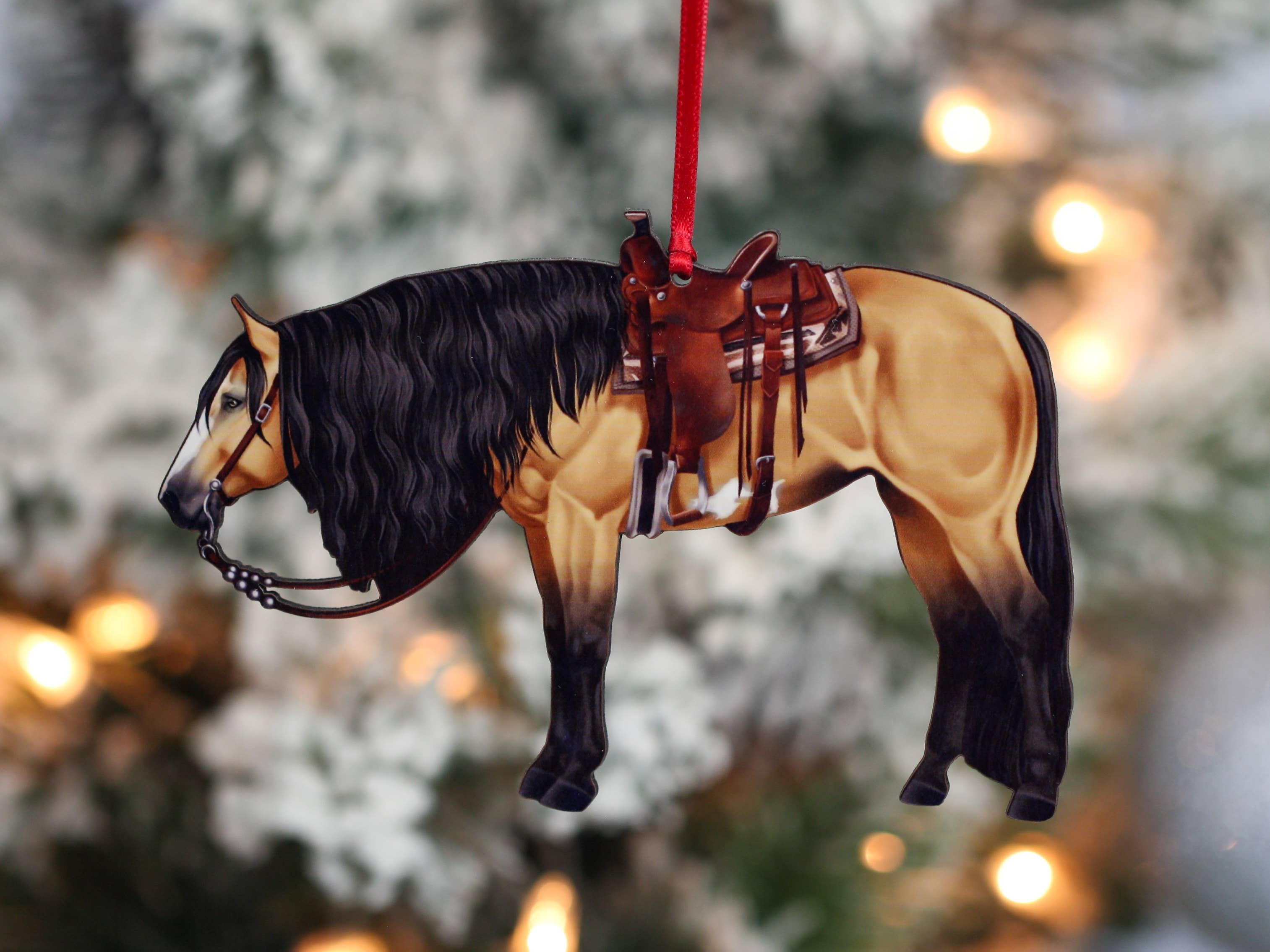 Buckskin Western Horse Ornament - Paint Horse Christmas