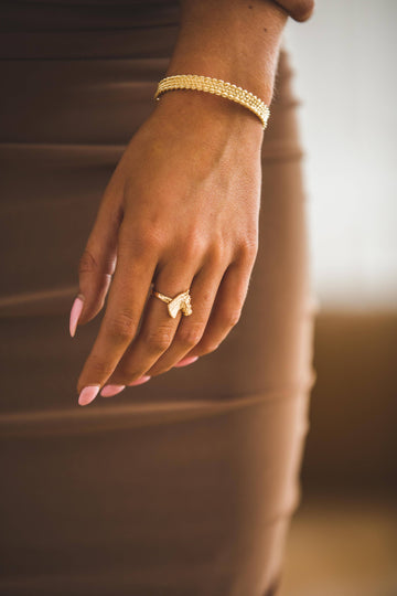 18K Gold Plated 4 Strand Rope Cuff Bracelet