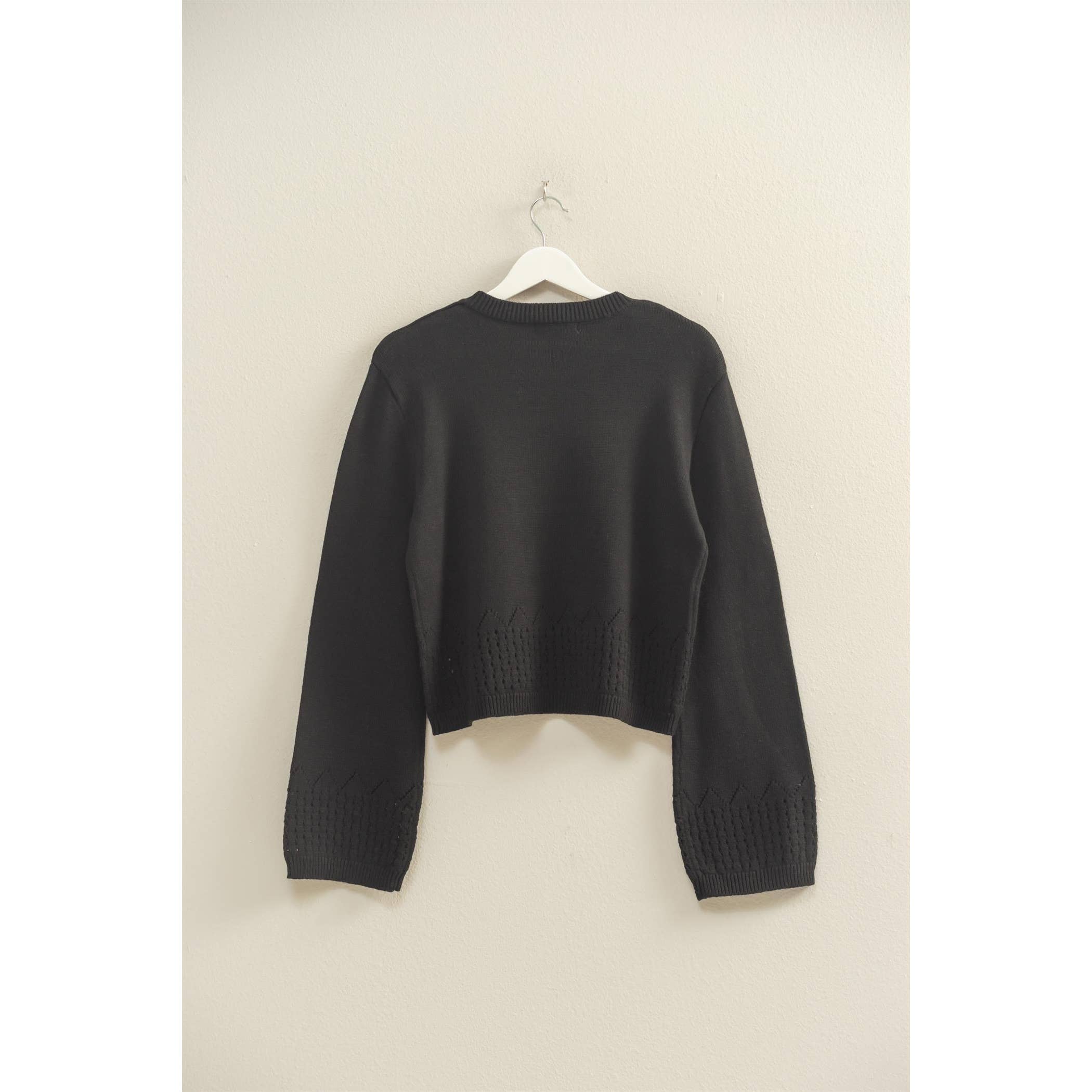 Unique Eyelet Detailed Long Sleeve Sweater