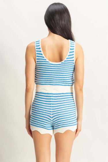 Striped Sleeveless Tank And Shorts Set