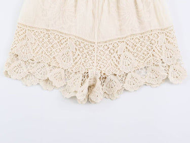 Sunday Up Free Spirit crochet lace shorts with intricate lace detailing, relaxed fit, and bohemian style for casual summer wear.