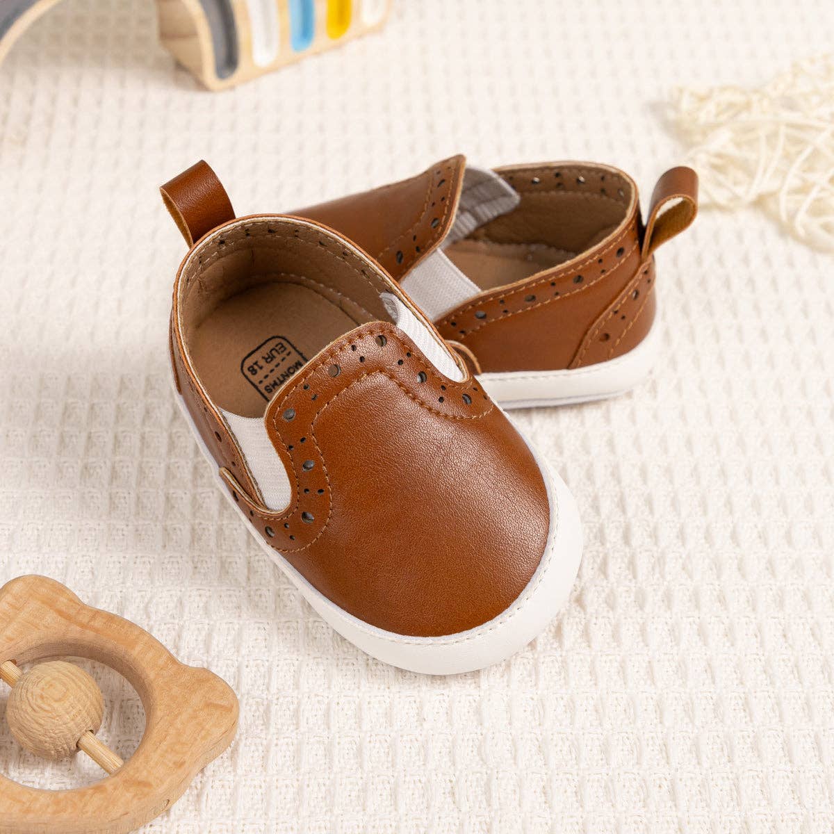 Brown Pleather slide of baby shoes