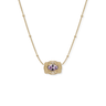 Spurwest Ultra Mini Belt Buckle Birthstone Necklace featuring a small buckle pendant with a vibrant February birthstone.