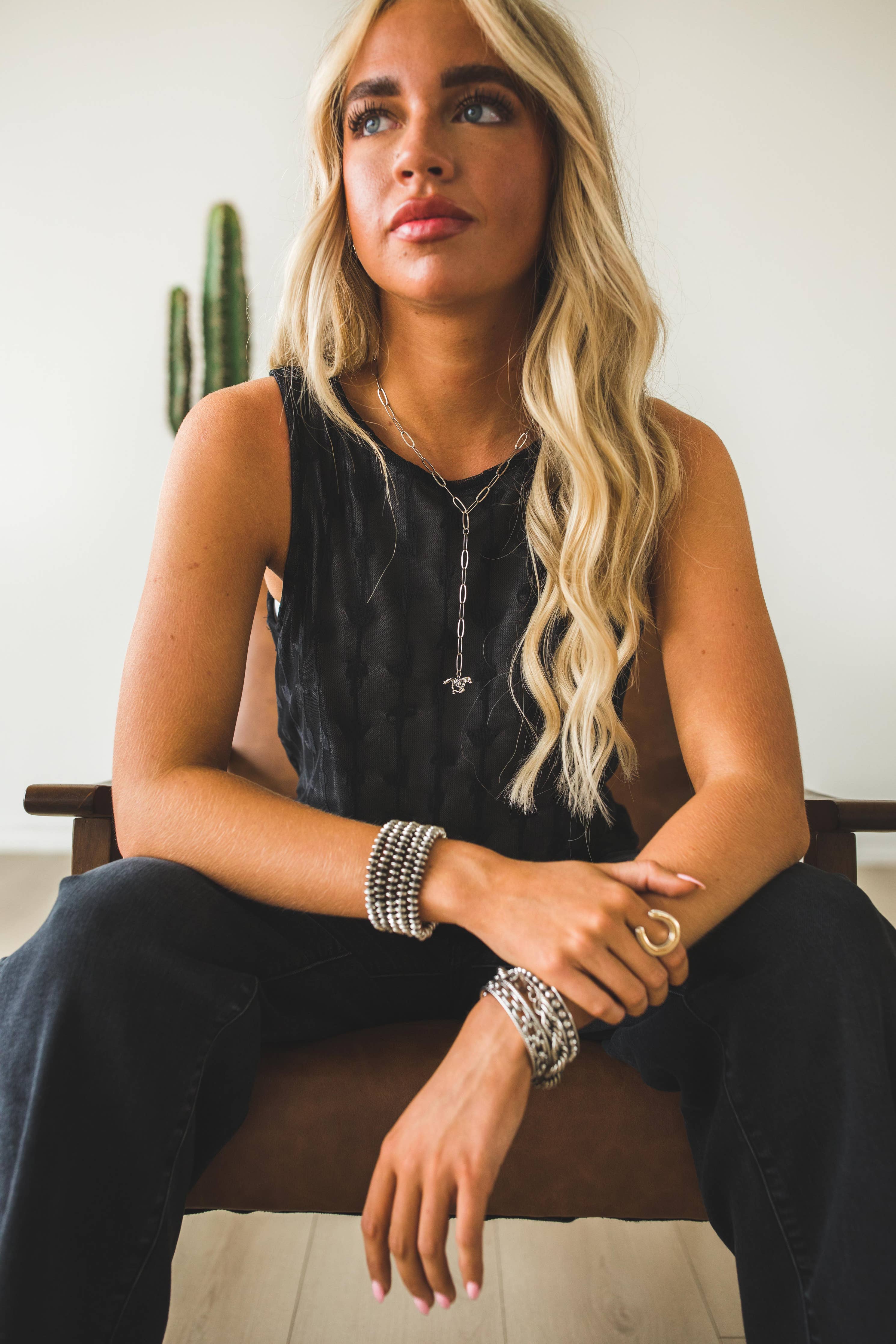 18K  Gold Plated Burnished 5 Disc Bead Stretch Bracelet