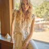 Floral Lace Ruffle Center Detailed Top - Cowgirl Charm