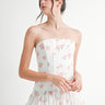 Floral Strapless Mini Dress | White Bubble Hem Corset Dress for Women - Cowgirl Charm