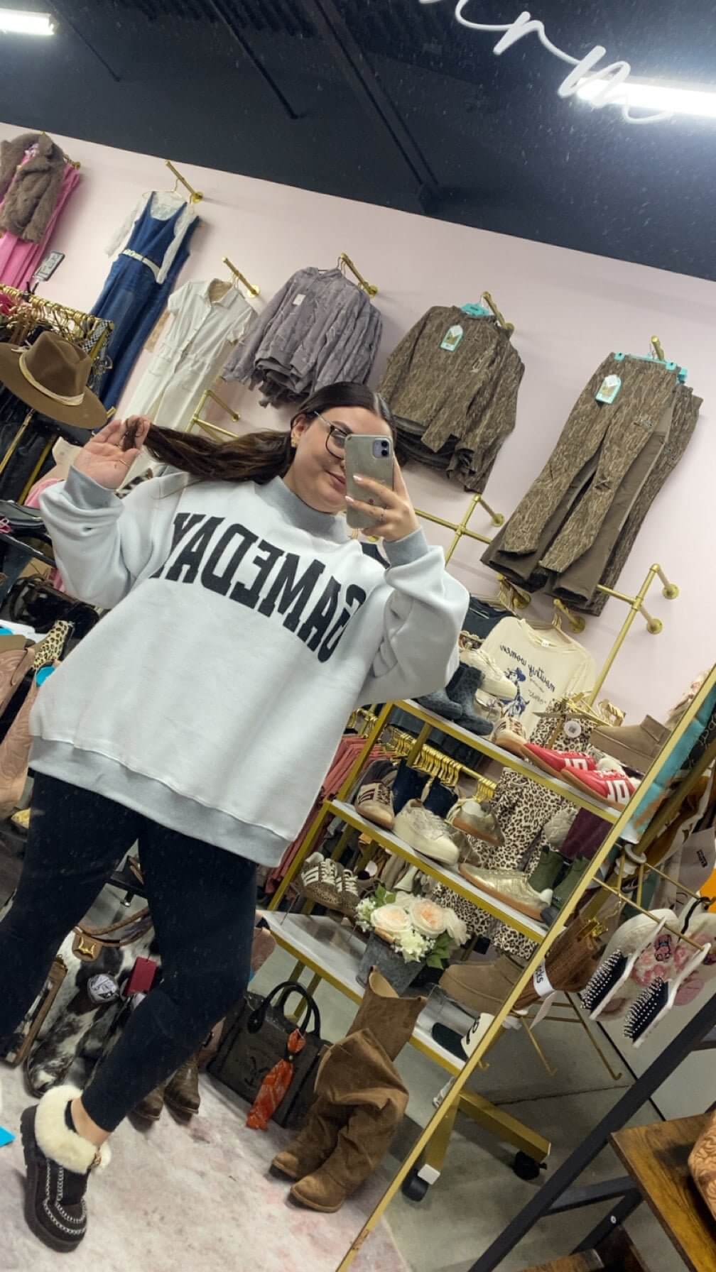 Football & Gameday Reversible MockNeck SweatShirt - Cowgirl Charm