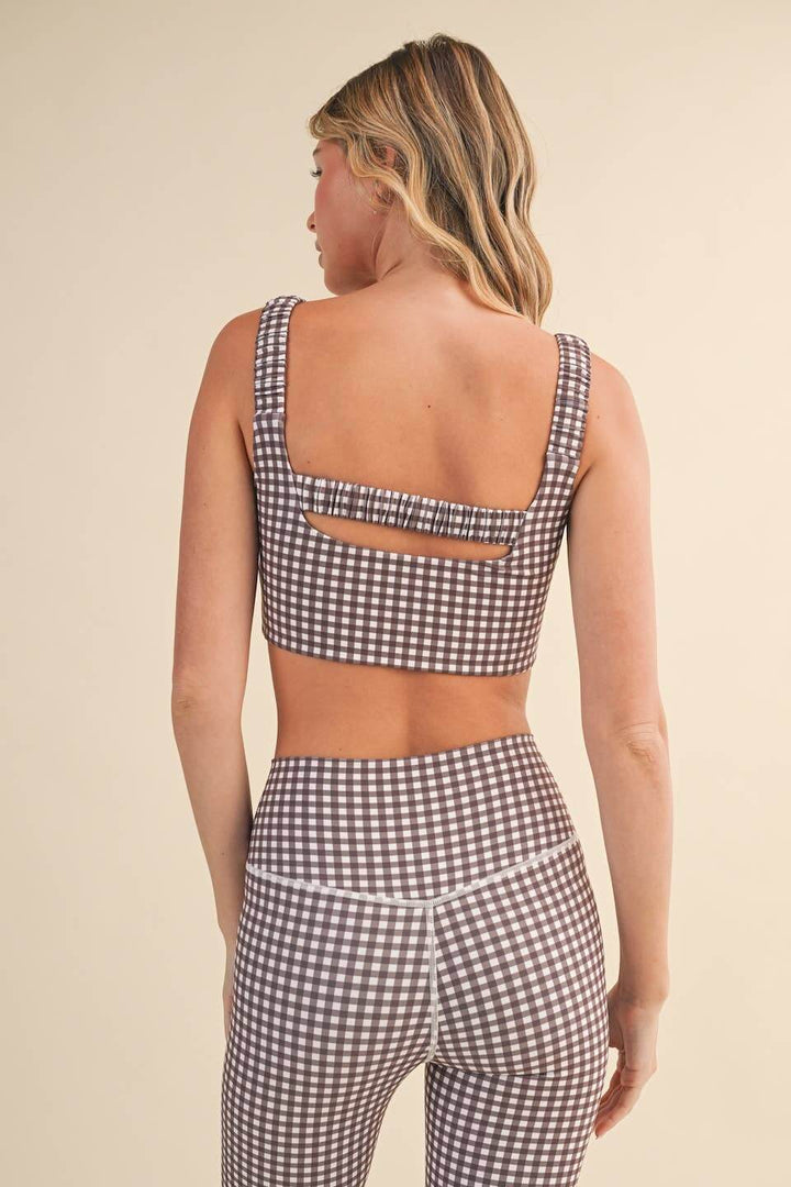Gingham Print Ruched Bra Top - Cowgirl Charm