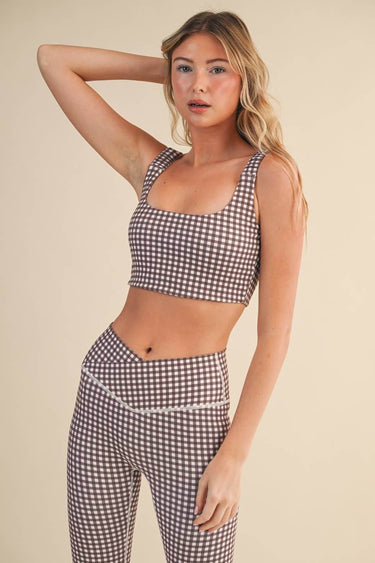 Gingham Print Ruched Bra Top - Cowgirl Charm
