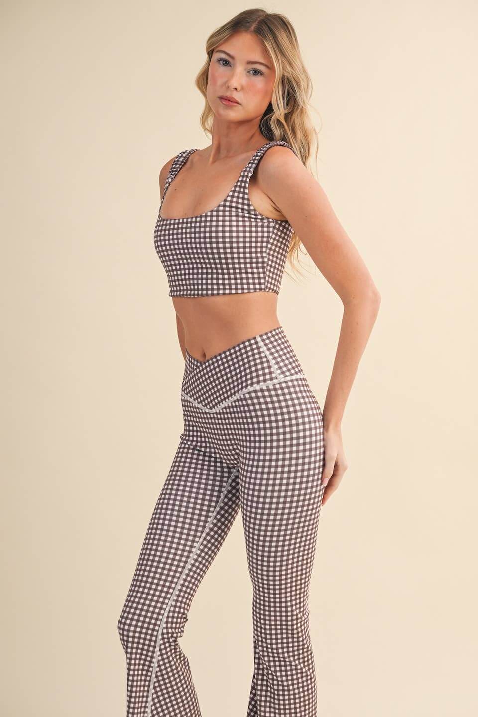 Gingham Print Ruched Bra Top - Cowgirl Charm