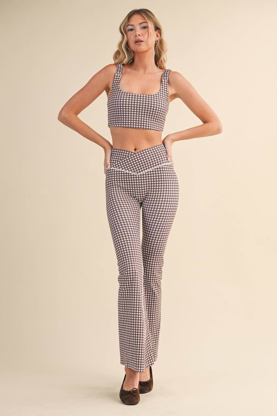 Gingham Print Ruched Bra Top - Cowgirl Charm