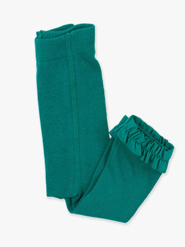 Girls Emerald Green Footless Ruffle Tights - Cowgirl Charm