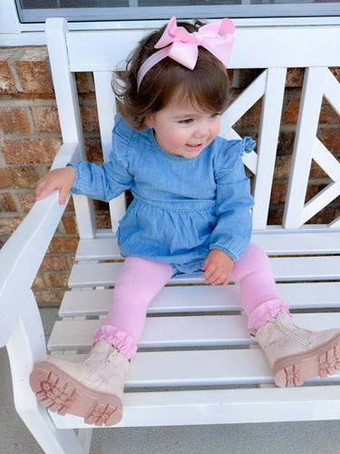 Girls Pink Footless Ruffle Tights - Cowgirl Charm