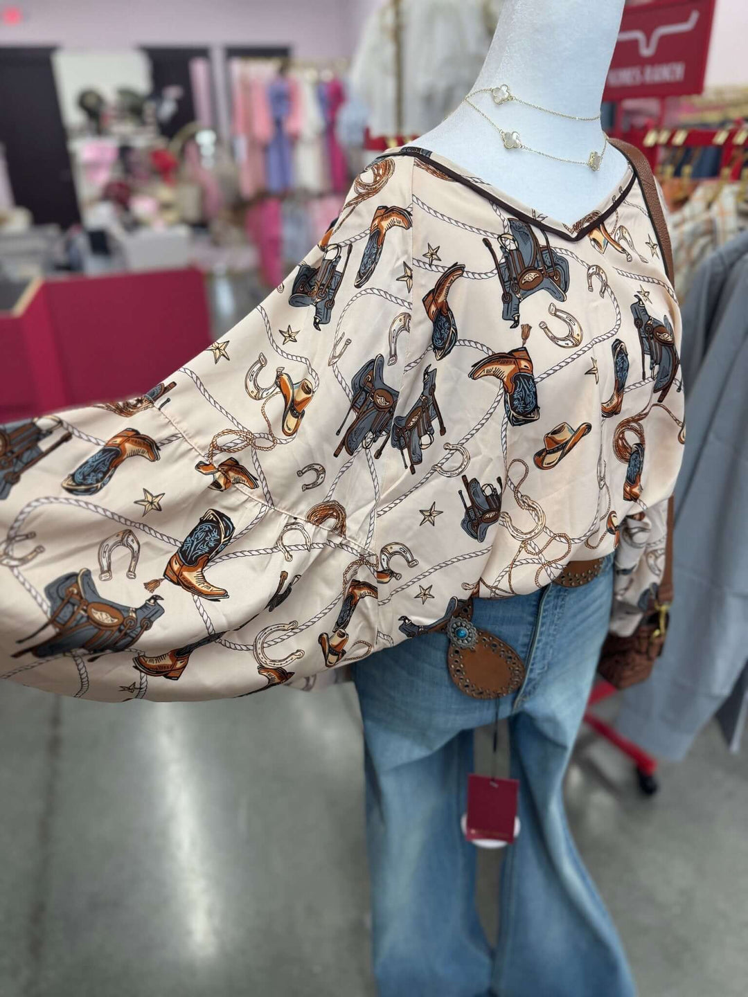 Half Sleeve Western Top - Cowgirl Charm