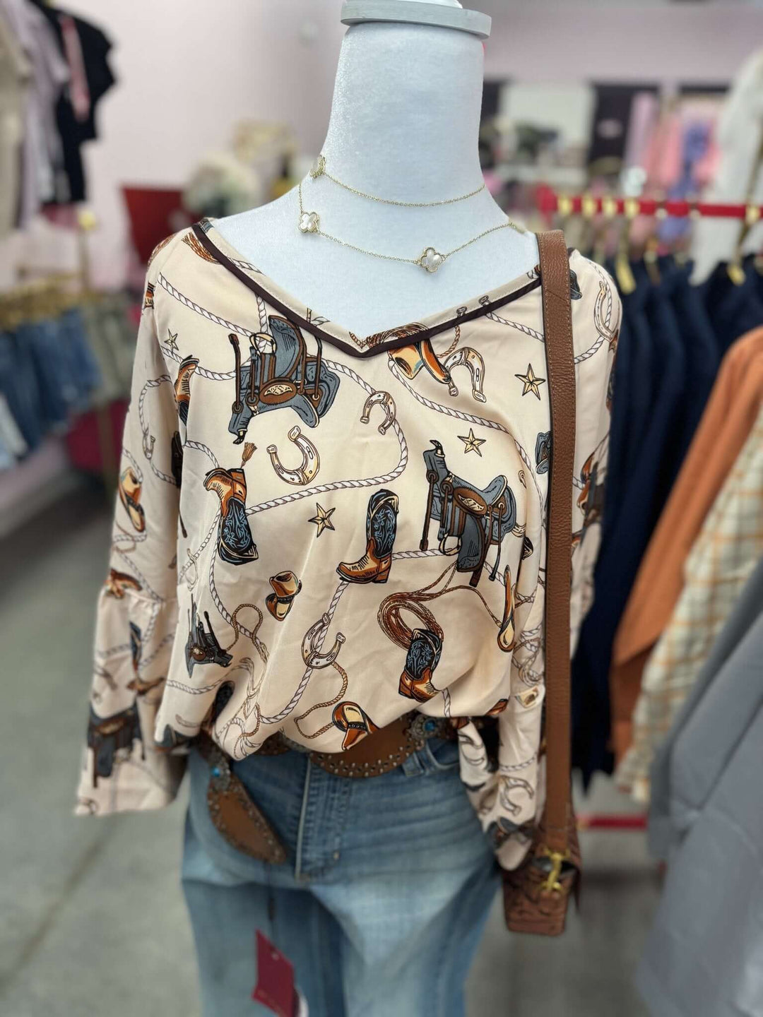 Half Sleeve Western Top - Cowgirl Charm