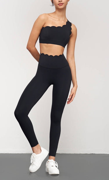 Helena Scallop One Shoulder Sports Bra - Cowgirl Charm