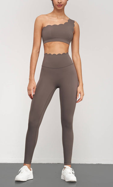 Helena Scallop One Shoulder Sports Bra - Cowgirl Charm