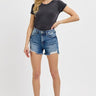 High Rise Step Hem Denim Shorts – Side Slit Distressed Cutoff - Cowgirl Charm