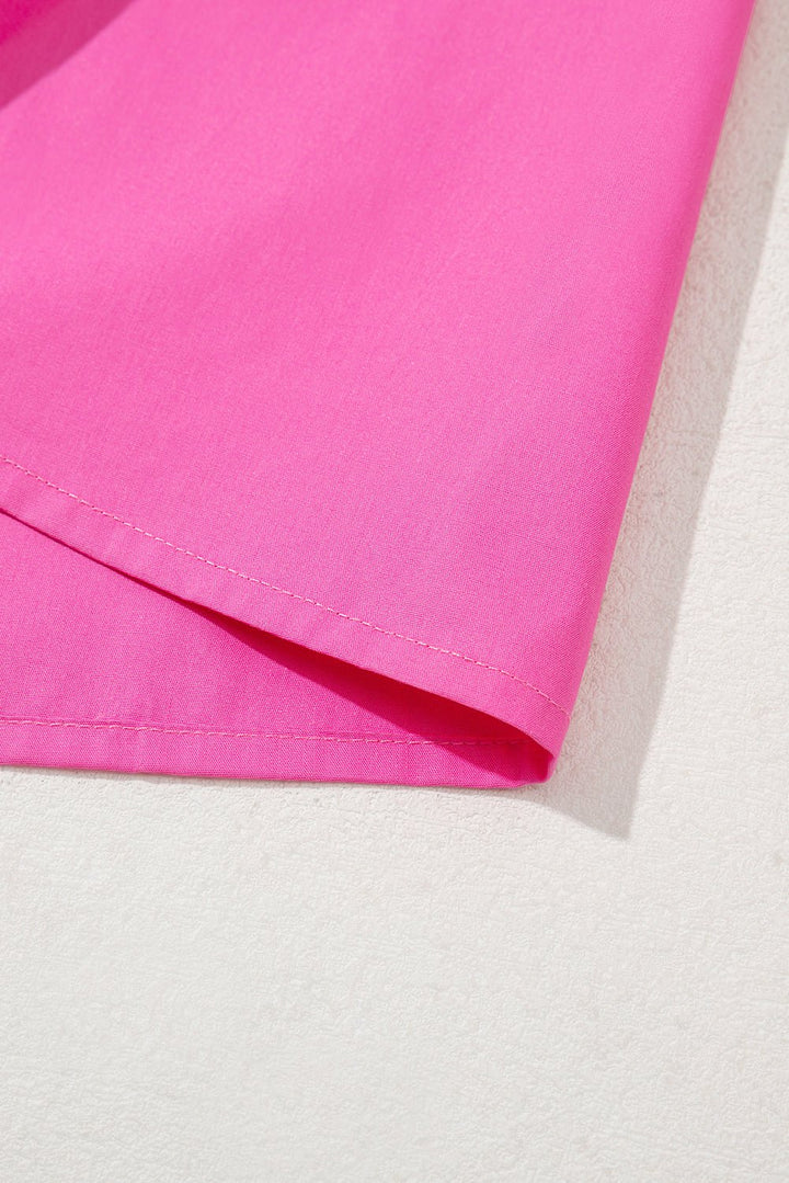 Hot Pink Ruffle Sleeve Top – Scalloped V - Neck Blouse | Cowgirl Charm Boutique - Cowgirl Charm