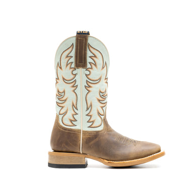 Hyer Topeka Tan women's Western cowboy boots with stitching detail and pointed toe, stylish footwear for Western-inspired outfits.