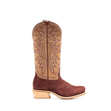 Hyer Rose Hill Burgundy women's cowboy boots with Western stitching and pointed toe, stylish leather Western footwear.