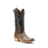 HYER women's full-quill ostrich cowboy boots in tabac and bronze with cutter toe design, stylish Western footwear.