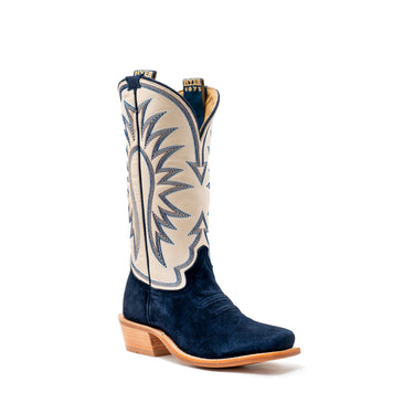 HYER Women’s Cutter Toe Western Boots – Dark Navy Roughout & Metallic Bone | HW42031